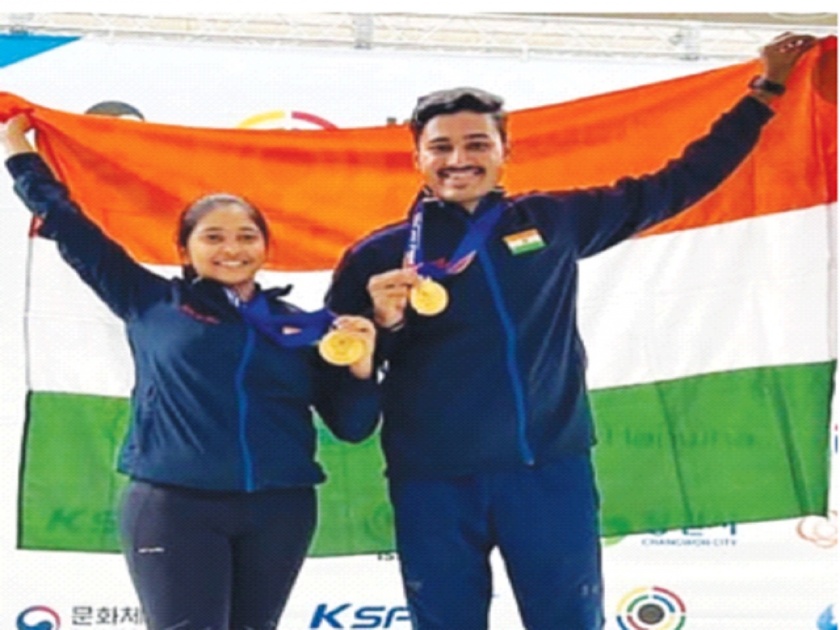 kolhapur Shahu Mane won gold in world shooting 10 meter rifle mixed mehule ghosh | विश्व नेमबाजीत शाहू मानेचे मिश्रमध्ये ‘सुवर्ण’