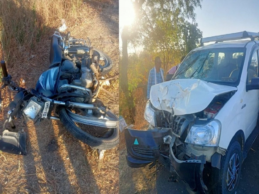 Horrific accident near Rajna Fata, father-son on bike killed in collision with car | कोल्हा ठरला काळ; भीषण अपघातात बाप-लेक ठार