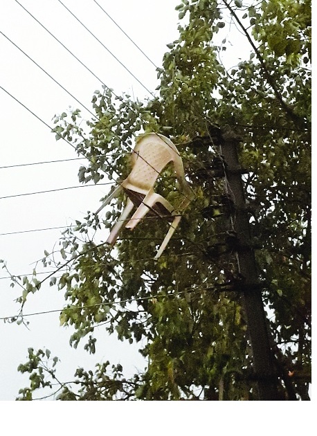 Divided trees were damaged in the Kolhapur district, the electrodes broken: the letters of the house were shattered, | कोल्हापूर जिल्ह्यात वळवाने उडविली दैना झाडे पडली, विद्युत तारा तुटल्या : घरावरील पत्रे उडाले,