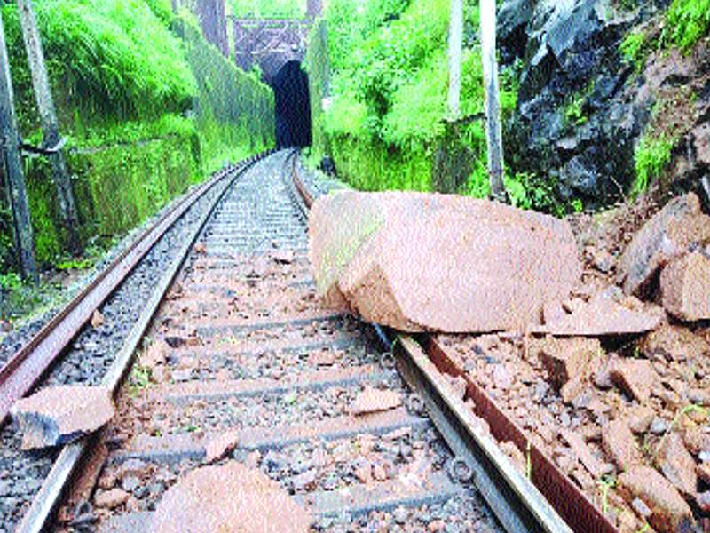 Cracks fall in losses railway service disturb | रेल्वेसेवा विस्कळीत : कसारा घाटात दरड कोसळली