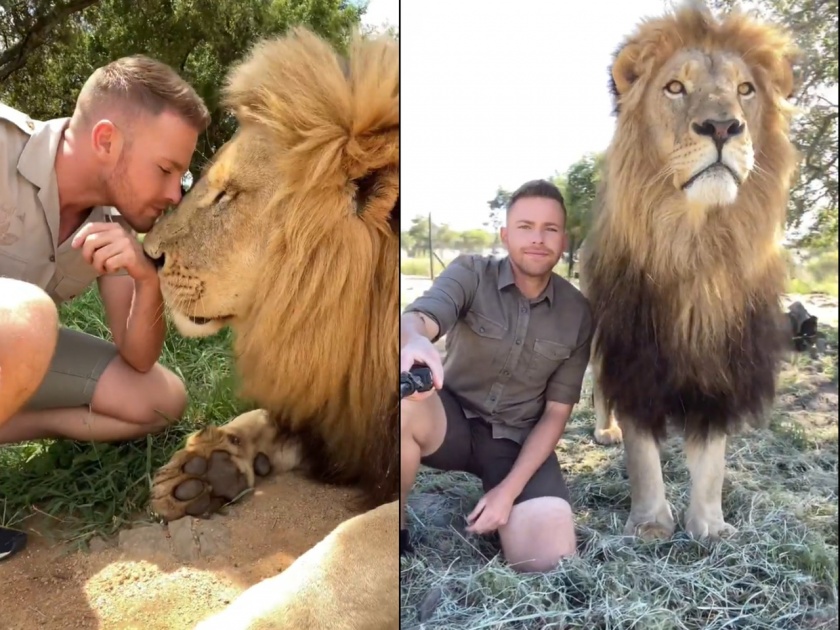 man friend with lion for 10 years shares emotional video goes viral on intenet | Viral Video: सिंहाशी होती १० वर्षांची मैत्री पण शेवट होता धक्कादायक, पाहा व्हिडिओ
