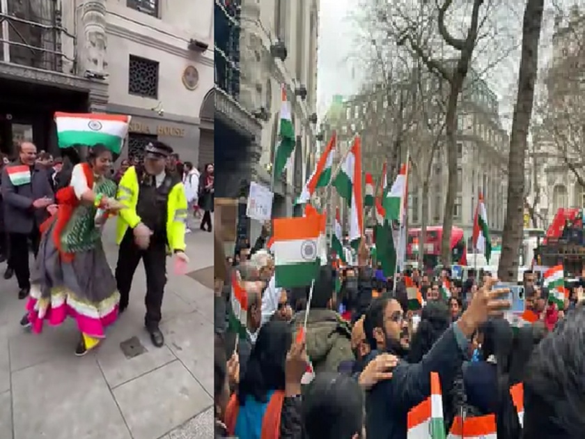 Indian Sikh Protest Against Khalistani Amritpal Singh Supporter In London | लंडनमध्ये खलिस्तानवाद्यांचा तीव्र विरोध; शेकडो भारतीय एकवटले, 'जय हिंद'च्या घोषणांनी परिसर दुमदुमला...