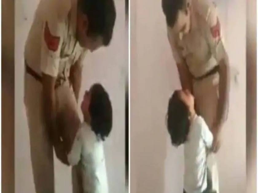 Video: cop tells son stopping him from going to work viral video | Video: पप्पा, नका ना कामाला जाऊ; पोलिसाच्या मुलाची वडिलांना विनवणी 