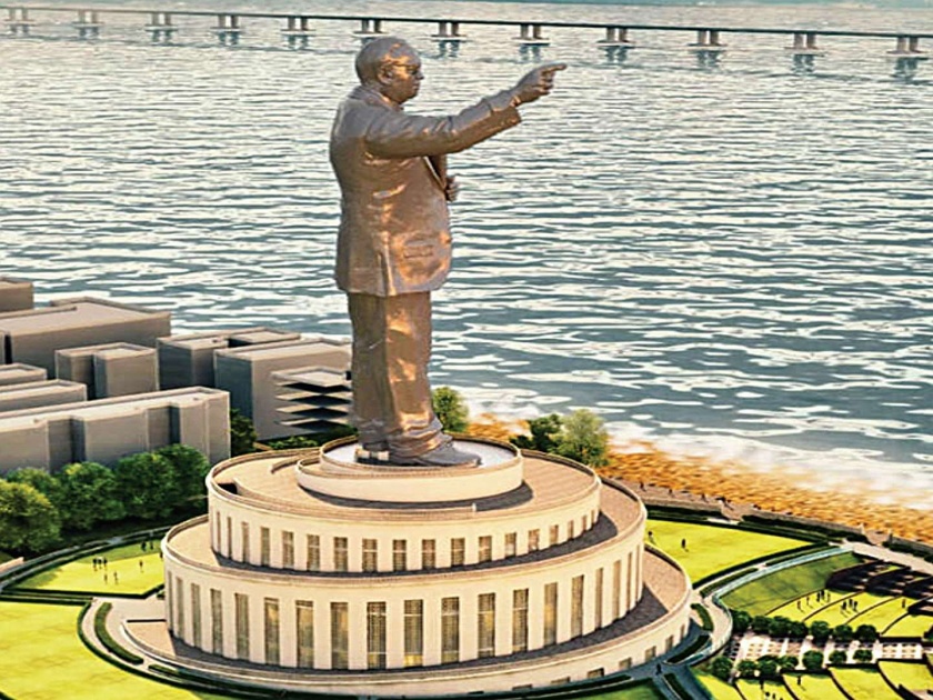 The statue of Ambedkar will be increased by 5 feet; It will be 5 feet | आंबेडकरांच्या पुतळ्याची उंची १०० फुटांनी वाढवणार; होणार ३५० फूट