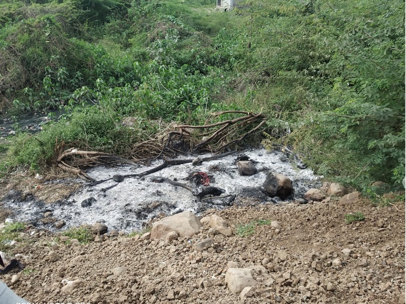 Half-burnt body found next to a drain; Excitement in Majalgaon | नाल्याच्या शेजारी आढळला अर्धवट जळालेला मृतदेह; माजलगावात खळबळ