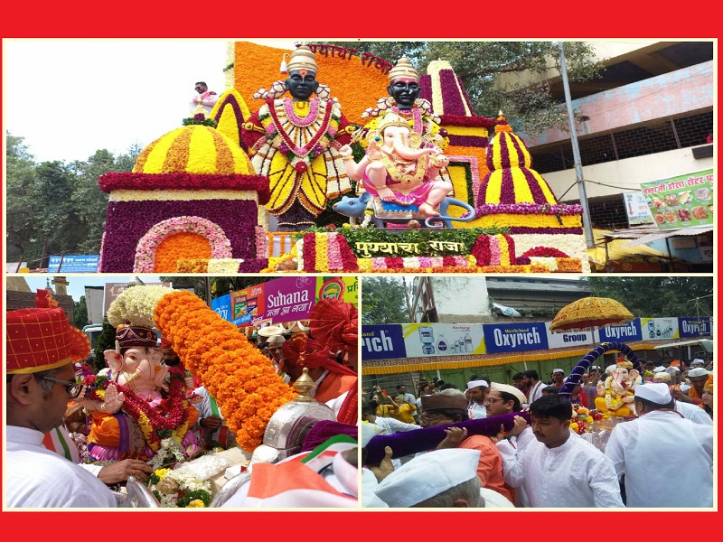 Ganapati Bappa Morya...! The procession of Lord Ganesha in Pune begins with the sound of drums | गणपती बाप्पा मोरया...! ढोल ताशांच्या गजरात पुण्यातील मानाच्या गणपतींची मिरवणूक सुरू