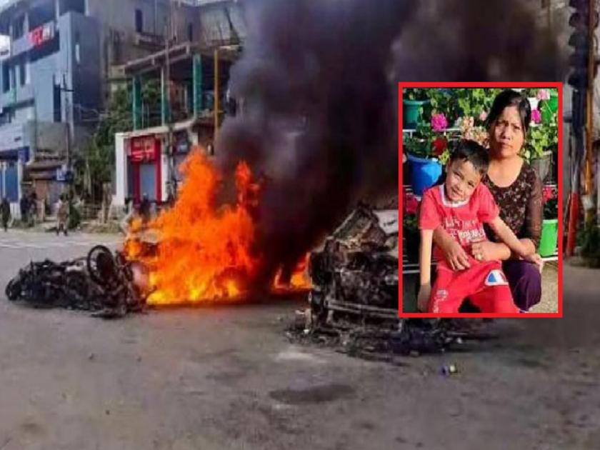 Manipur violence: Ambulance set on fire by mob, three die including mother and 8-year-old son | मणिपूर हिंसाचार: जमावाने रुग्णवाहिका पेटवली, आई आणि 8 वर्षीय मुलासह तिघांचा होरपळून मृत्यू