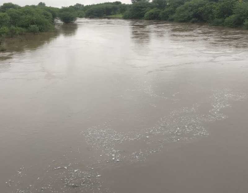 flood in Manjara river, water seeps into nearby fields! | मांजरा नदीला पूर, पाणी लगतच्या शेतात घुसले !