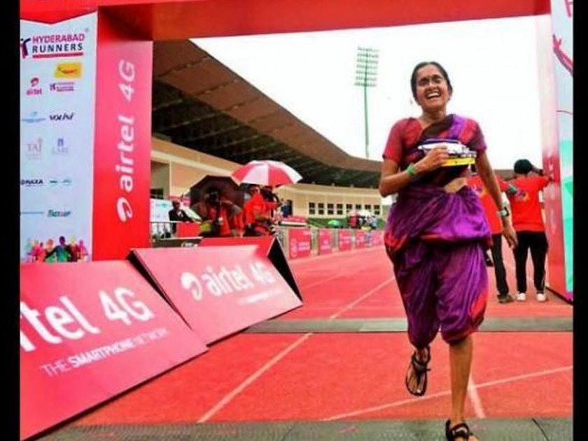 44 Year old woman completes 42km Marathon in sari | तिने साडी नेसलेली असतानाही 42 किमी मॅरेथॉन केली पूर्ण, गिनीजमध्ये होणार नोंद