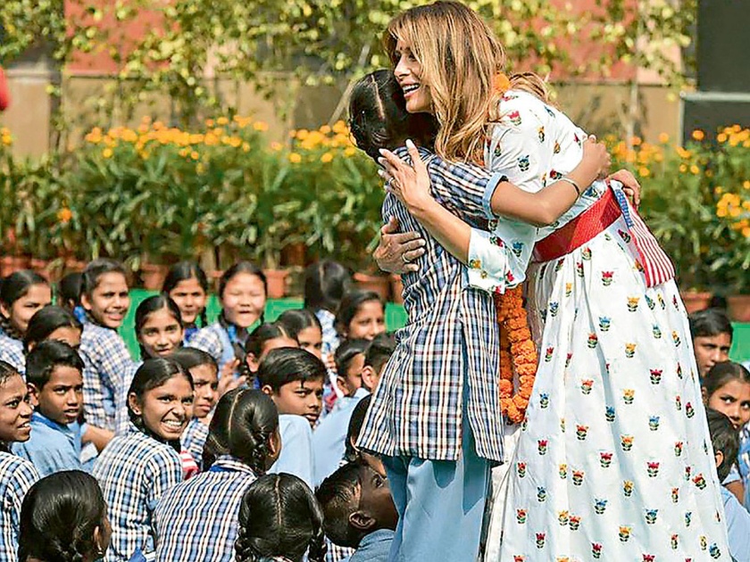 Melania Trump Attends Happiness Class at New Delhi School kkg | हॅप्पीनेस क्लास : शाळेत रमल्या मेलानिया