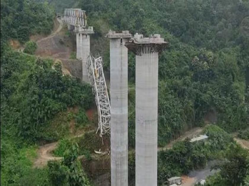 Mizoram: Railway Bridge connecting Bairabi to Sairang collapse, 17 workers dead | मिझोराममध्ये बांधकाम सुरु असलेला रेल्वे पूल कोसळला, १७ जणांचा मृत्यू, अनेक जण जखमी