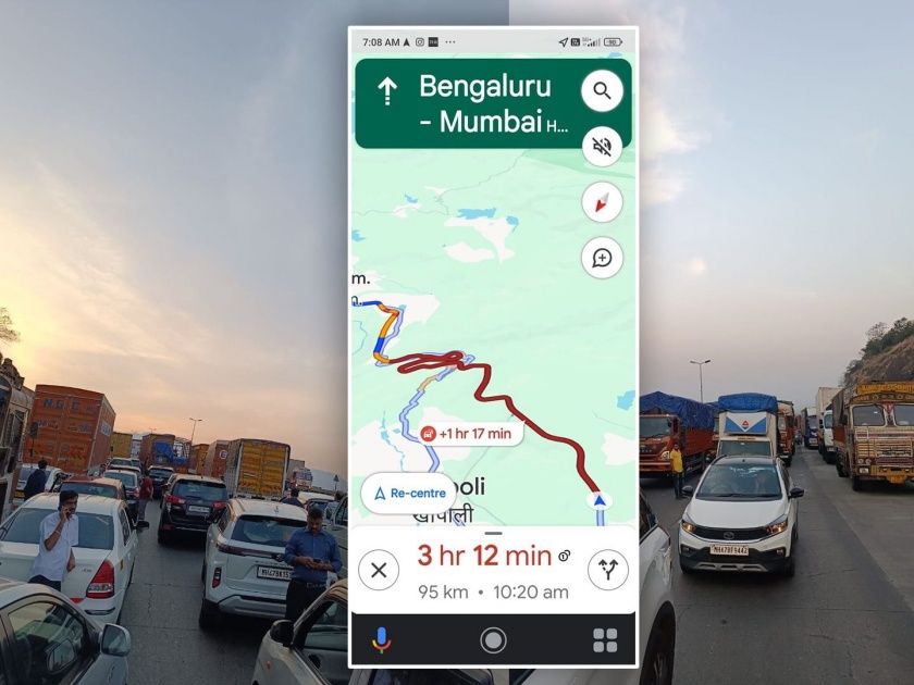 Huge traffic jams, hours-long delays, people holiday on the Mumbai-Pune Expressway itself | प्रचंड वाहतूक कोंडी, तासनतास खोळंबा, मुंबई-पुणे एक्सप्रेस वे वरच लोकांची सुट्टी वाया
