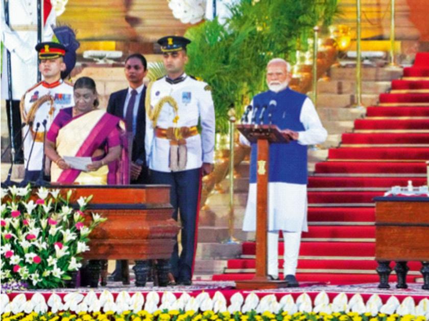 Narendra Modi Oath Ceremony : I, Narendra Damodardas Modi..., took oath as Prime Minister for the third time | मी नरेंद्र दामोदरदास मोदी..., पंतप्रधानपदाची घेतली तिसऱ्यांदा शपथ