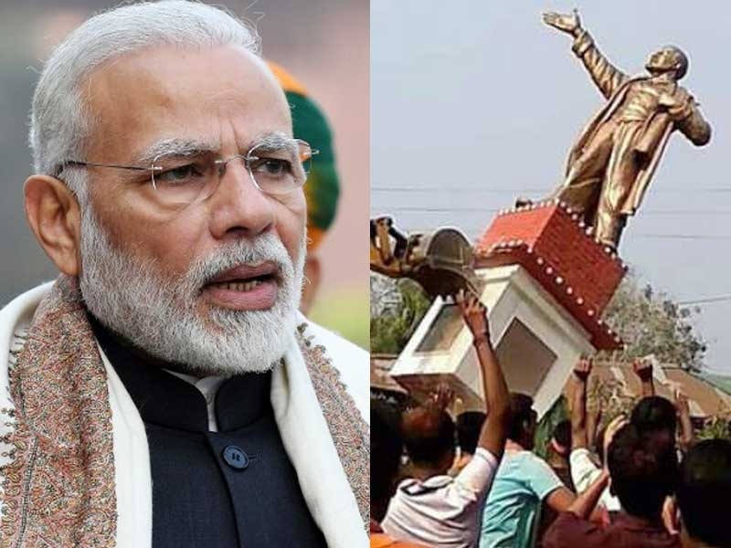 Prime Minister Narendra Modi has strongly disapproved incidents of vandalism | स्वतःला आवरा; पुतळे पाडणाऱ्या भाजपा कार्यकर्त्यांना नरेंद्र मोदींचा सूचक इशारा 