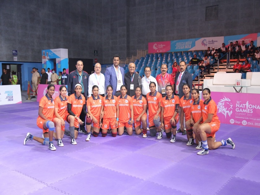 National Games 2022 Maharashtra women's kabaddi team won the silver medal while Himachal Pradesh won the gold medal  | National Games 2022: महाराष्ट्र महिला कबड्डी संघ उपविजेता; फायनलमध्ये हिमाचल प्रदेशने मारली बाजी 