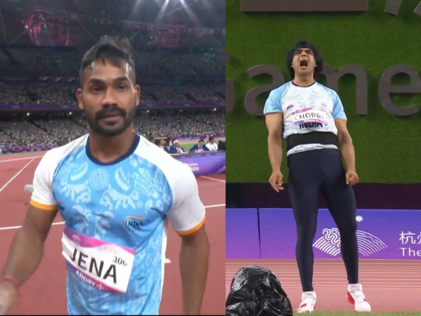 Asian Games 2023 Neeraj Chopra : Neeraj Chopra ( 88.88m ) & Kishore Kumar Jena  ( 87.54m) win Gold and Silver respectively for Indian in Men's Javelin Throw Final | Asian Games 2023 Neeraj Chopra : गोल्डही आपलं अन् सिलव्हरही! नीरज चोप्राने इतिहास रचला, किशोर जेनाने पराक्रम केला