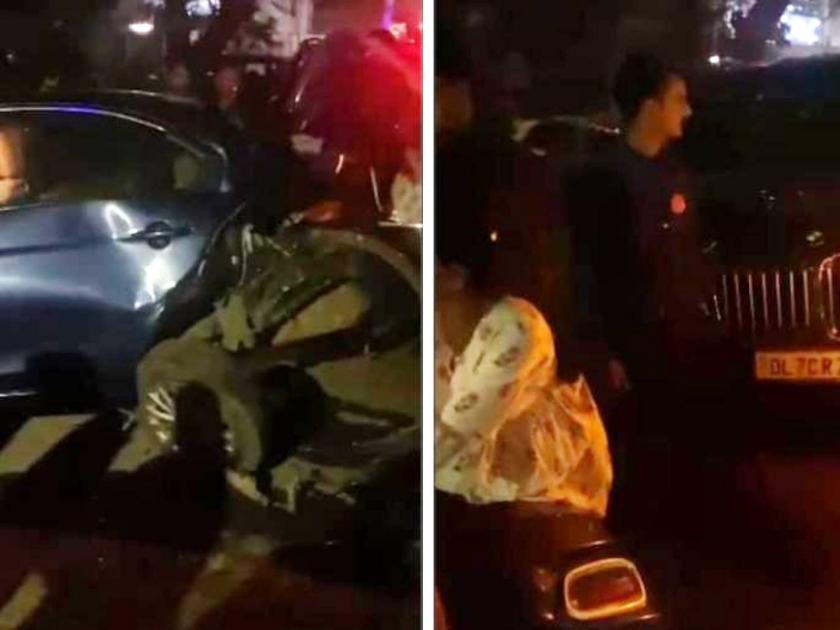 speeding bmw car rammed into a parked vehicle from behind which in turn hit four pedestrians critically injuring them in new delhi | BMW कारची चार जणांना जोरदार धडक; जखमींना एम्स रुग्णालयात केले दाखल