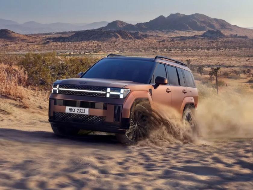 new hyundai santa fe suv revealed check details | नवीन Hyundai Santa Fe ची पहिली झलक समोर; Land Rover Defender ला देऊ शकते टक्कर!
