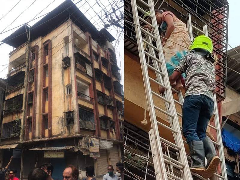slab of Mohini Palace building collapsed in Ulhasnagar | उल्हासनगरात इमारतीचा स्लॅब कोसळला; ११ जण जखमी, ६ जण ढिगाऱ्यात अडकल्याची भीती