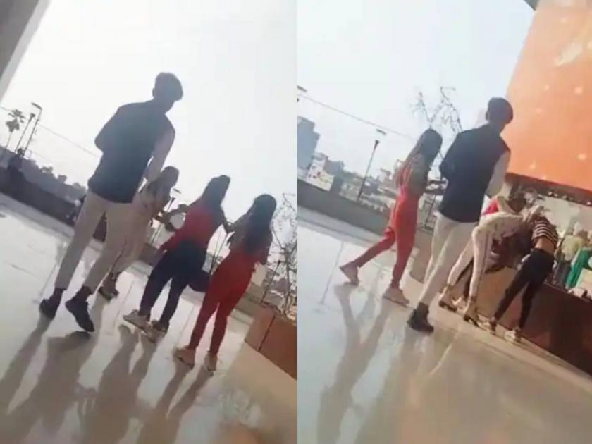 video viral fight for boyfriend in mall muzaffarpur bihar between girls | VIDEO: हाण की बडीव! एका तरुणासाठी तीन तरुणी भिडल्या; कानशिलात लगावल्या, झिंज्या उपटल्या