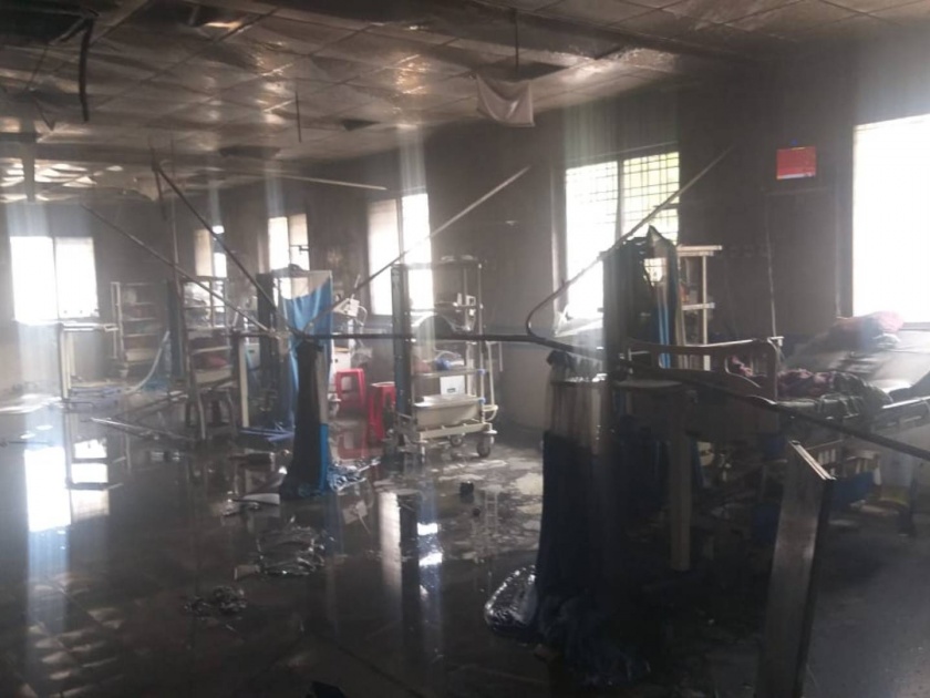Fire at ahmednagar district hospital Corona ICU ward 7 critically injured | Ahmednagar Hospital Fire: नगरच्या जिल्हा रुग्णालयातील कोरोना आयसीयू वॉर्डला आग; १० जणांचा मृत्यू