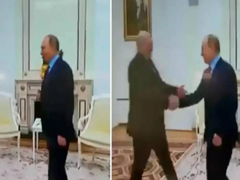 Putin shakes uncontrollably in new video meeting Belarus leader amid Parkinsons rumours | पुतीन हस्तांदोलन करायला गेले, पण हातावरचे नियंत्रण सुटले; पहिल्यांदाच गंभीर अवस्थेत दिसले 