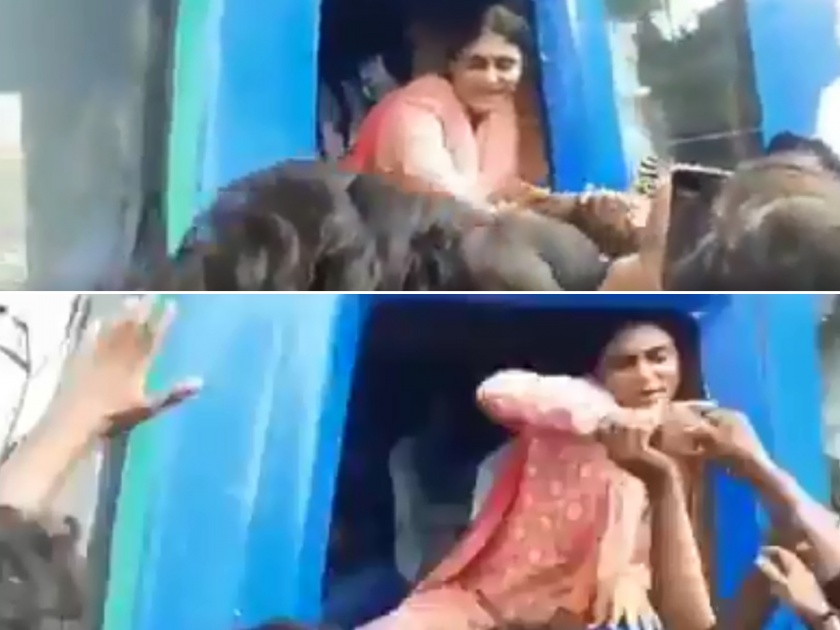 Video: YSR Jagan Mohan Reddy supporter tries to steal Sharmila's ring | Video : 'या' नेत्याची बहीण भावासाठी करत होती प्रचार, चोराने अंगठी हिसकावण्याचा केला प्रयत्न! 
