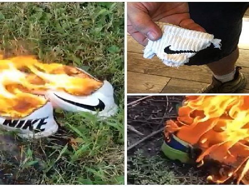 The country has been insulted; In America, Nike shoes began to burn | shocking... देशाचा अपमान झाला; अमेरिकेत नायकेचे शूज जाळायला झाली सुरुवात