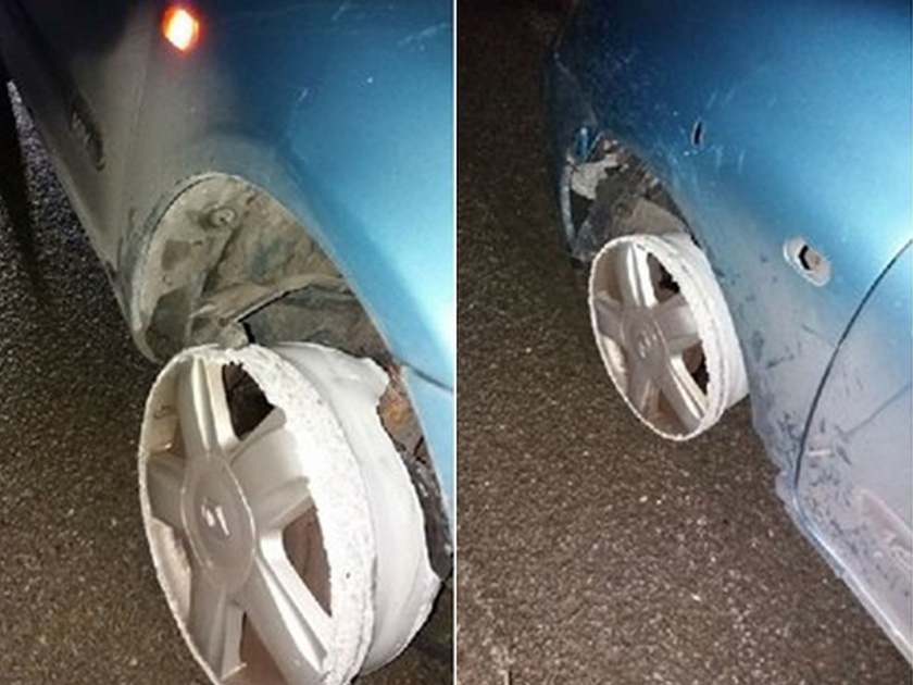 Drunk driver six times over the limit caught driving with no front tyres in greater manchester | बाबो! नवीन वर्षाच्या रात्री त्याने इतकी ढोसली की टायर नसलेली कार पळवत सुटला आणि.....