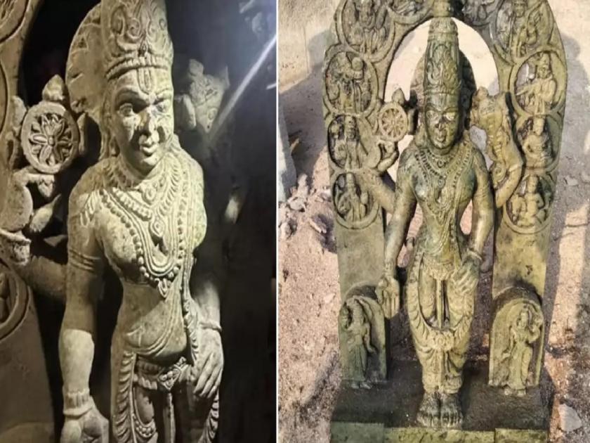 Vishnu Idol, Shivling Recovered From Krishna Riverbed In Karnataka, Believed To Date Back To 1,000 Years | कृष्णा नदीच्या काठावर चमत्कार, भगवान विष्णूची 1000 वर्षे जुनी 'रामलला' सारखी मूर्ती सापडली!