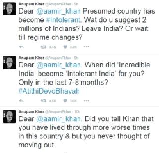Aamir, when did 'Incredible' India become an 'intolerance'? Anupam Kher's question | आमिर, 'अतुल्य' भारत 'असहिष्णू' कधीपासून बनला? अनुपम खेरचा सवाल