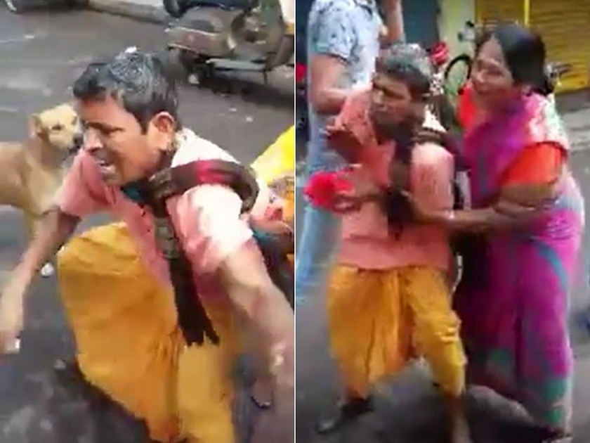 Viral Video : People dragged and forced a priest to perform saraswati puja | Video : रामा शिवा गोविंदाss... 'नको नको' म्हणणाऱ्या पुजाऱ्यांना ते खेचतच घेऊन गेले!