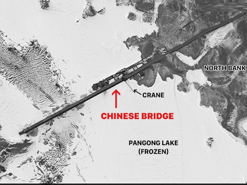 construction of a bridge from china near pangong lake use for armored vehicles | पॅंगाॅंग त्साे तलावाजवळ चीनकडून पुलाचे बांधकाम; कवचधारी, सशस्त्र वाहनांसाठी वापर