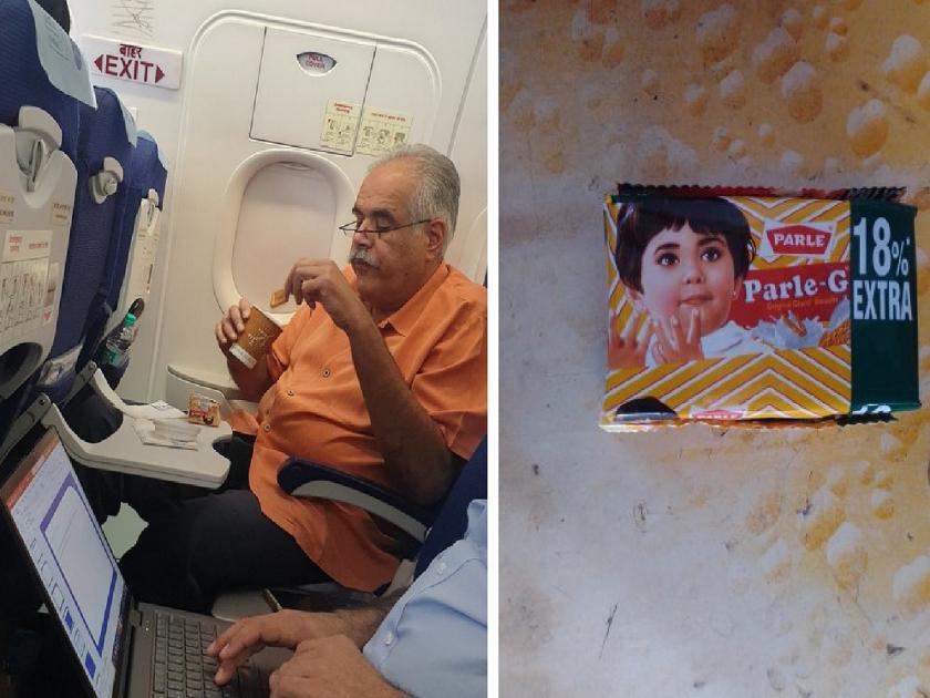 IndiGo MD Rahul Bhatia having A cup of tea and Rs 5 Parle-G in plane | शौक बड़ी चीज है! अब्जाधीशाच्या हातात चहाचा कप अन् 5 रुपयांचा Parle-G; फोटो व्हायरल...