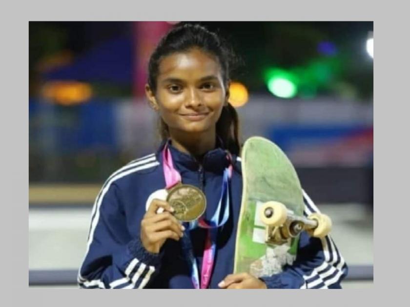 A powerful performance by Parli's Shraddha Gaikwad; Won Gold Medal in 'Skateboarding' Competition in National Games | परळीच्या श्रद्धाची दमदार कामगिरी; 'स्केटबोर्डिंग' स्पर्धेत पटकावले सुवर्णपदक