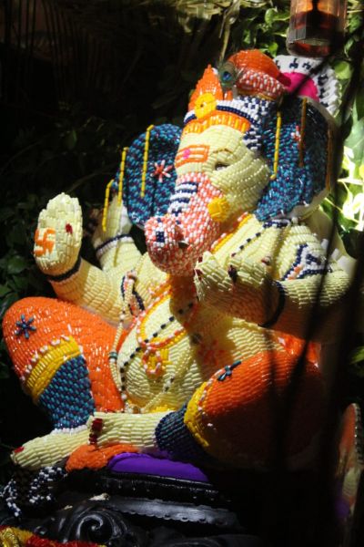 The statue of Ganesha originated from 10 thousand capsules in Parola | पारोळा येथे १० हजार कॅप्सूलपासून साकारली गणेशाची मूर्ती