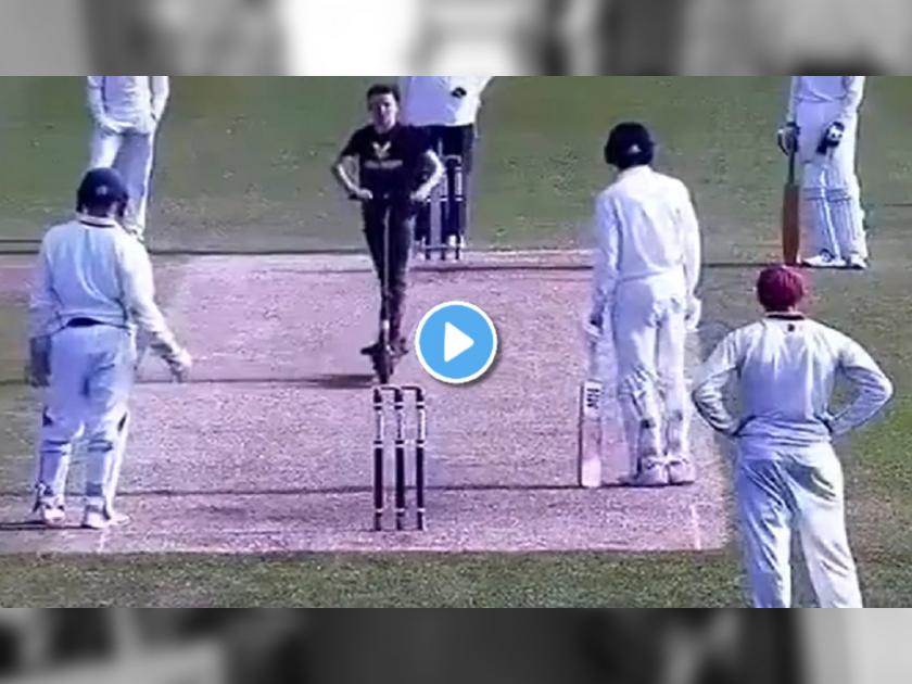 Comedy Video on Social Media as small boy invades cricket match comes on pitch with scooter video viral | Funny Video on Social Media: पाहावं ते नवलंच! लहान मुलाने मैदानात थेट घुसवली स्कूटर अन् पुढे...