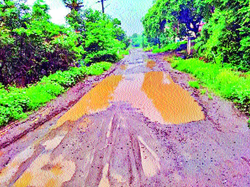 The road to Wardali goes to the potholes | वर्दळीचा रस्ता गेला खड्ड्यात