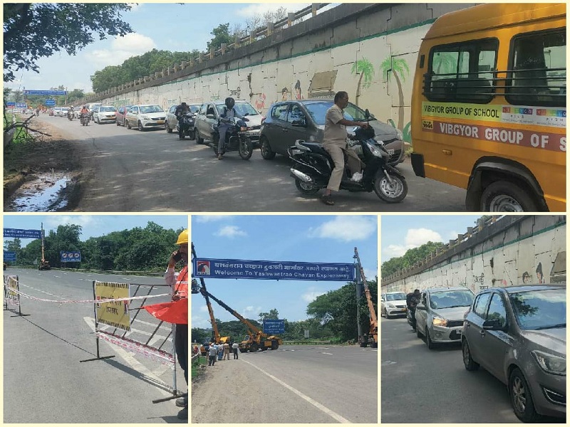 Mumbai Pune Expressway Inconvenience of express highway between Kiwale and Talegaon | किवळे ते तळेगाव दरम्यान द्रुतगती महामार्ग बंद; वाहन चालकांची गैरसोय