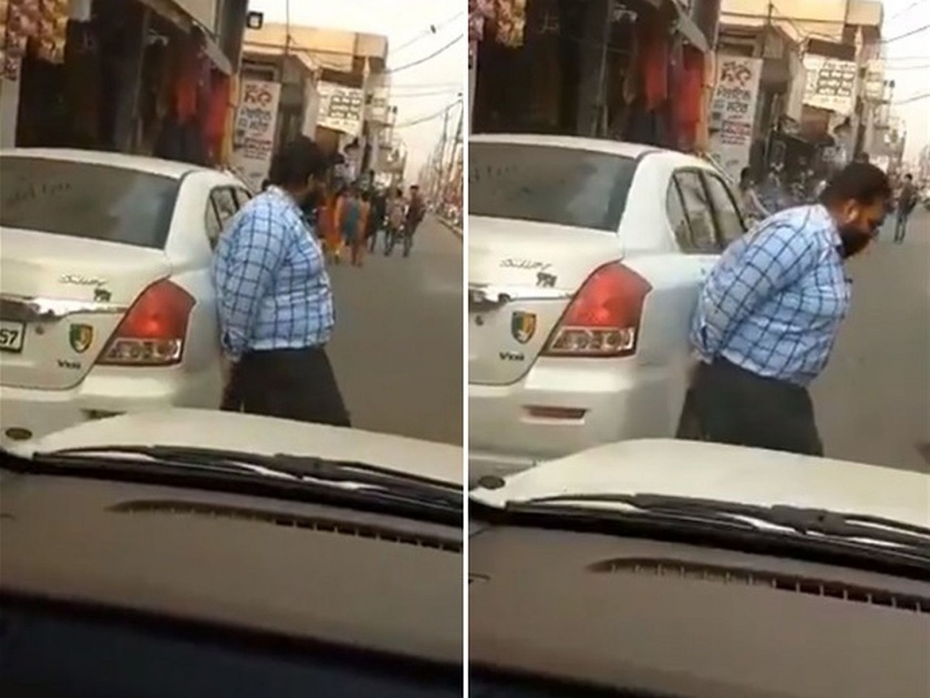 Video : Punjabi guy lifting car as it was parked on the middle of the road | Video : रस्त्याच्या मधेच पार्क केली होती कार, बघा पंजाबातील या 'बाहुबली' ने काय केलं असेल?