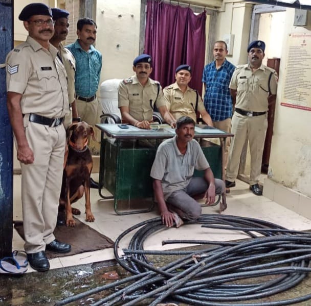 Railway signal cable thief arrested in 24 hours in Kasara rana dog helped to find | राणा श्वानाची कमाल: कसाऱ्यात रेल्वेची सिग्नल केबल चोरणाऱ्यास २४ तासांत अटक