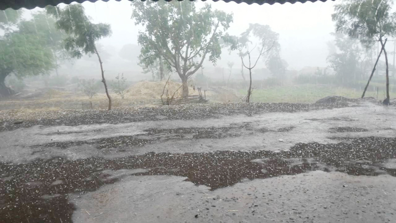 Heavy rain in Sangewadi, Nazare, Hatid area of Sangola taluka | सांगोला तालुक्यातील संगेवाडी, नाझरे, हातीद परिसरात जोरदार पाऊस