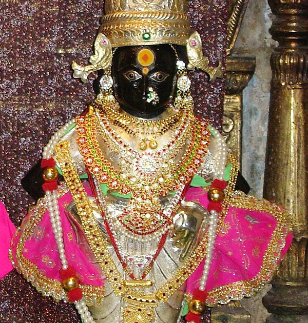 Rukminimata of Pandharpur dressed in gold saree in Navratri festival | नवरात्रोत्सवात पंढरपूरच्या रुक्मिणीमातेला सोन्याच्या साडीचा पोशाख