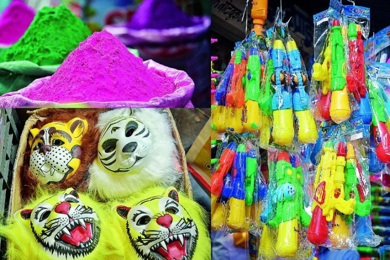 The colors of bazar become colorful in Holi: the demand for Indian made pitchkari | होळीत रंगला रंगांचा बाजार : भारतीय बनावटीच्या पिचकाऱ्यांना मागणी