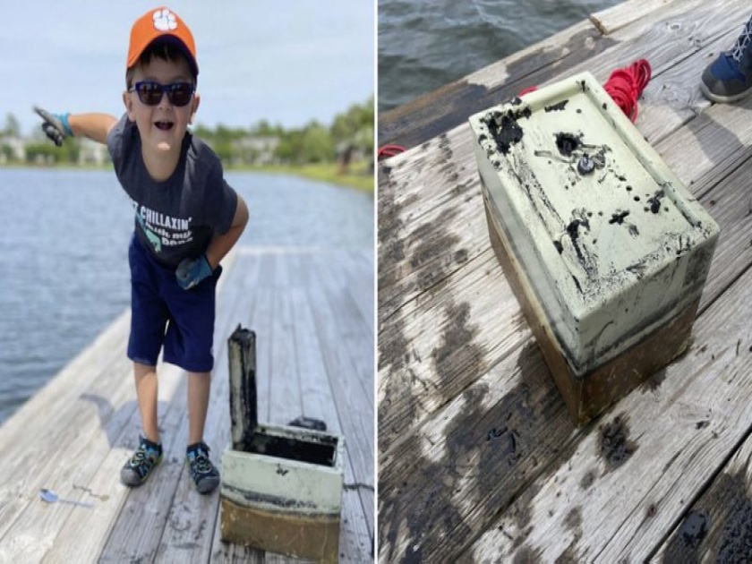 Boy solves decade long robbery case api | ६ वर्षांच्या चिमुकल्यामुळे झाला अनेक वर्षांआधीच्या दरोड्याचा उलगडा, तलावात सापडला मौल्यवान वस्तूंचा बॉक्स...