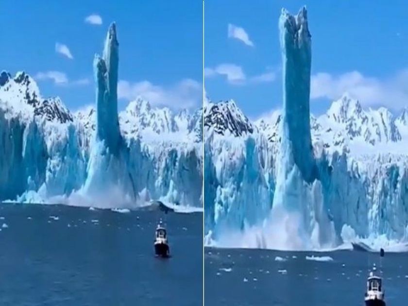 The iceberg falls off the ground and sinks it rises instead of going down watch video | Video : 'हा' भन्नाट नजारा पाहून लोक झाले निसर्गाचे फॅन, तुम्हीही एकदा बघाल तर बघतच रहाल!