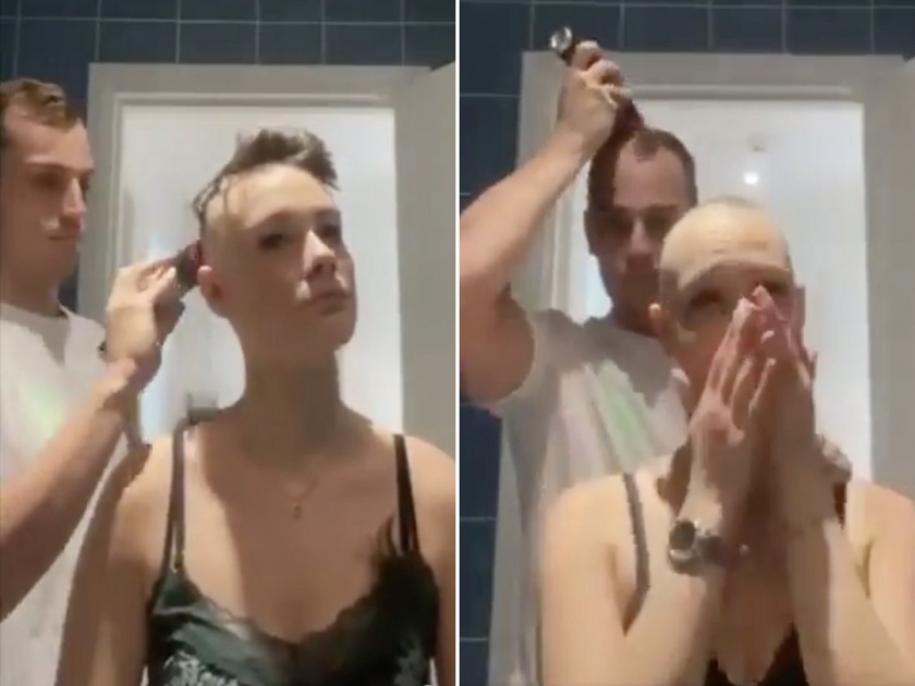 Viral Video : Man shaves head along with girlfriend who suffers from alopecia | जबरदस्त! गर्लफ्रेन्डसाठी 'या' बॉयफ्रेन्डने जे केलं ते पाहून व्हाल भावूक, म्हणाल - प्रेम असावं तर असं!