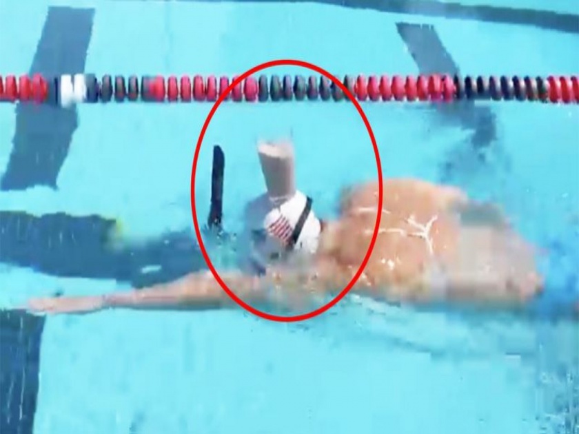 Watch Olympian Katie Ledecky swim a lap with a glass of milk on her head video goes viral | Viral Video : याला म्हणतात परफेक्शन, दुधाचा ग्लास डोक्यावर ठेवून केलं स्वीमिंग