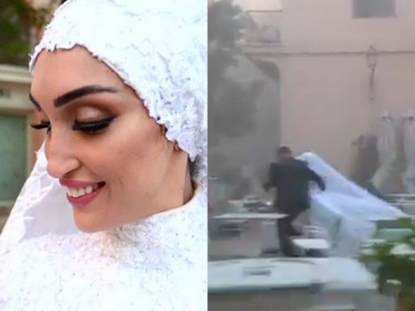 Lebanese bride wedding video surface Beirut explosion behind | Video : लेबनान! महिला करत होती वेडींग फोटोशूट, मागे अचानक झाला धमाका आणि....