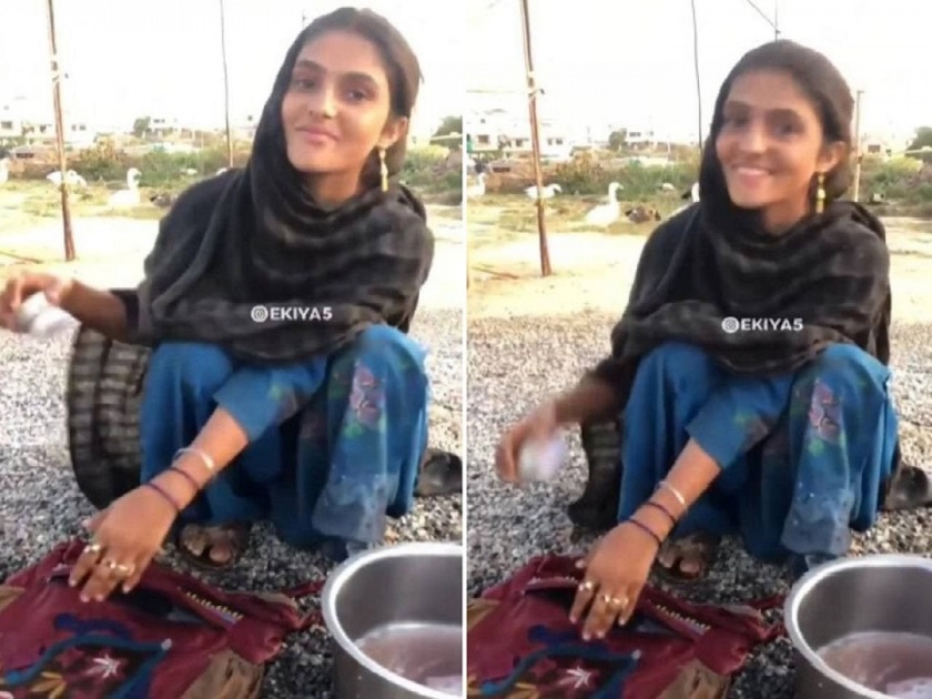 pakistani girl Amina Riyaz washing clothes video goes viral | या पाकीस्तानी मुलीच्या सौंदर्यावर फिदा झाले नेटकरी, जाणून घ्या कोण आहे ही व्हायरल गर्ल